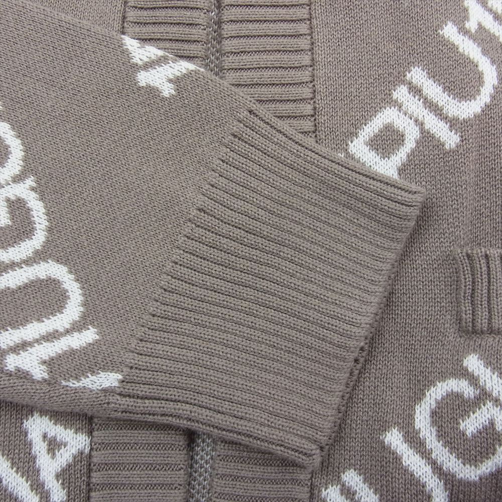 1piu1uguale3 ウノピュウノウグァーレトレ 22SS MRK229 CTT010 113 BUTTONLESS CARDIGAN ダブルジャガード バイアスロゴ総柄 ボタンレス カーディガン ベージュ ベージュ系 4【中古】