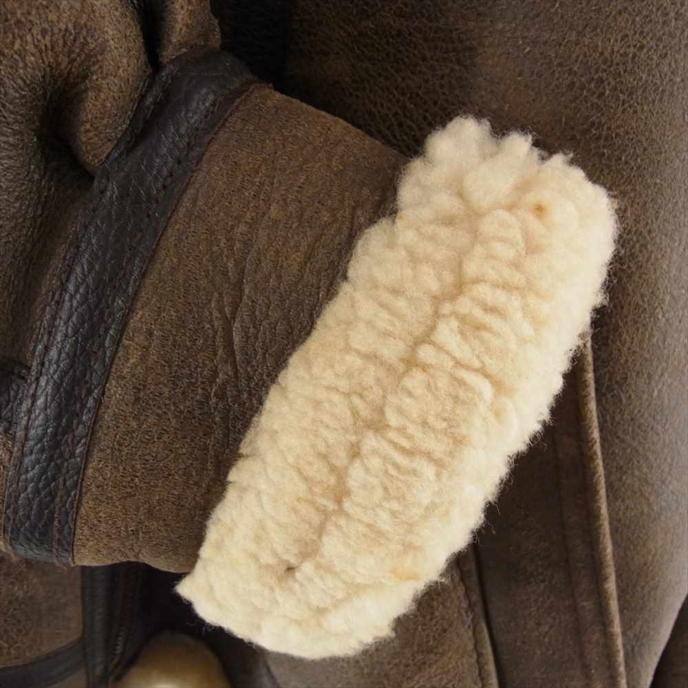 AVIREX アヴィレックス AC-17755 B-3 B-3 Sheep skin flight jacket シープ スキン ムートン フライト レザー ジャケット ブラウン系 ベージュ系 34【中古】