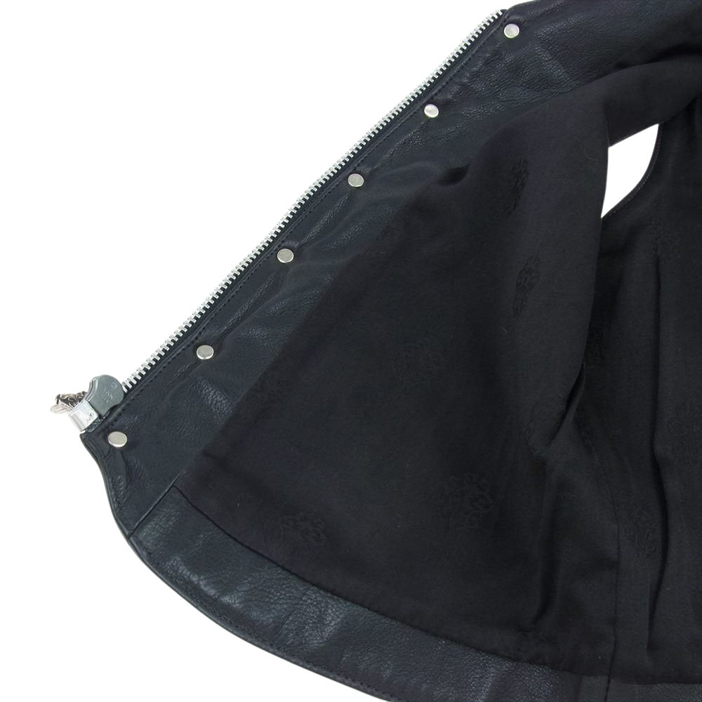 CHROME HEARTS クロムハーツ(原本無) 12BTN ZIP 12 ケルティックボタン バックベルト ジップ レザー ベスト ブラック系 M【中古】