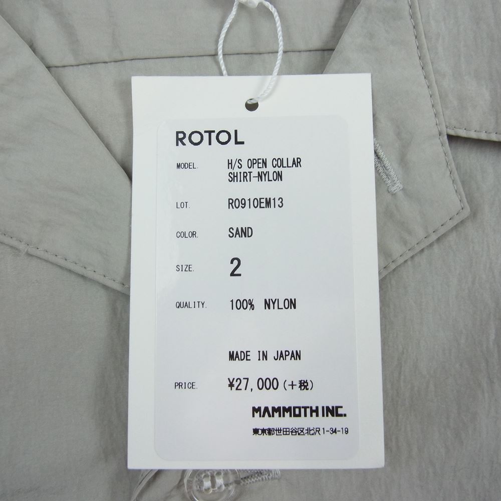 ロトル R0910EM13 H/S OPEN COLLAR SHIRT NYLON オープンカラー シャツ ナイロン サンド系 2【新古品】【未使用】【中古】