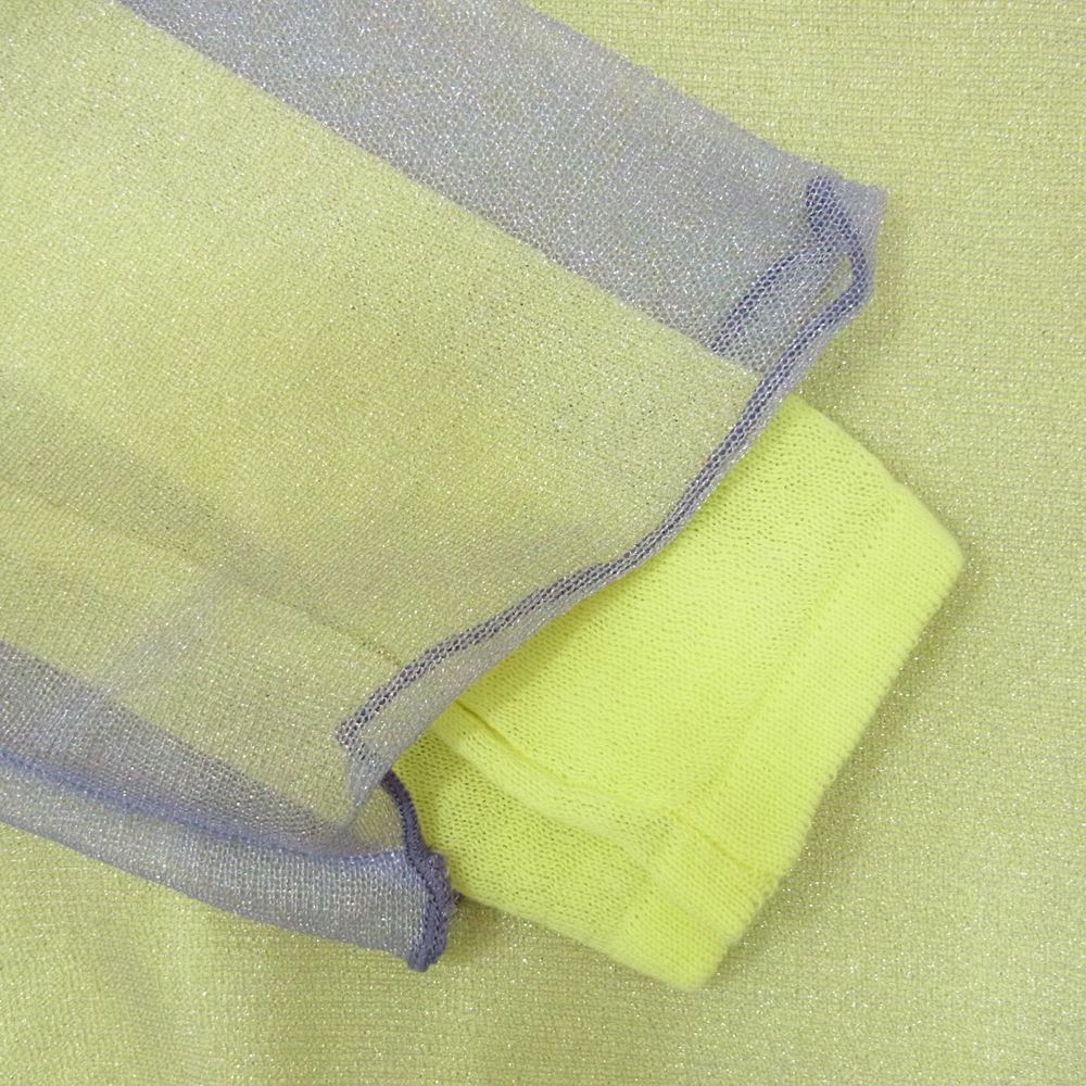 アメリヴィンテージ SIMPLE DOUBLE COLOR TOP シンプル ダブルカラー トップ シアー ニット 長袖 セーター イエロー イエロー系 F【極上美品】【中古】