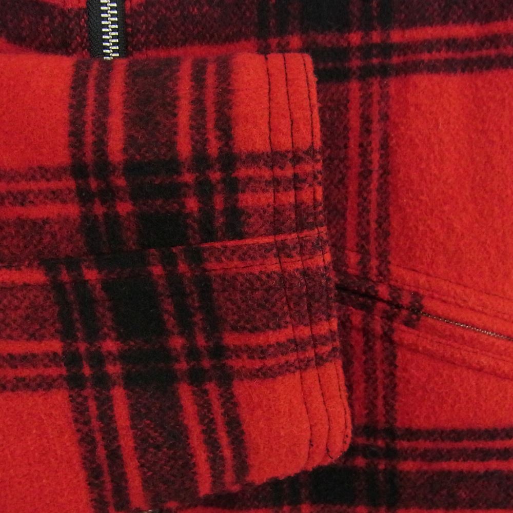 Supreme シュプリーム 19SS Zip Car Jacket ウール チェック ジップ カー ブルゾン ジャケット レッド系 S【中古】
