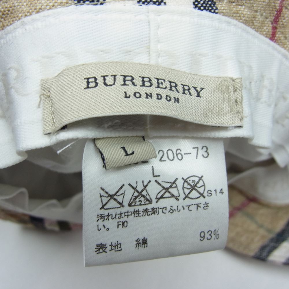 BURBERRY バーバリー LONDON ロンドン チェック ポケット バケットハット ベージュ系 L【中古】