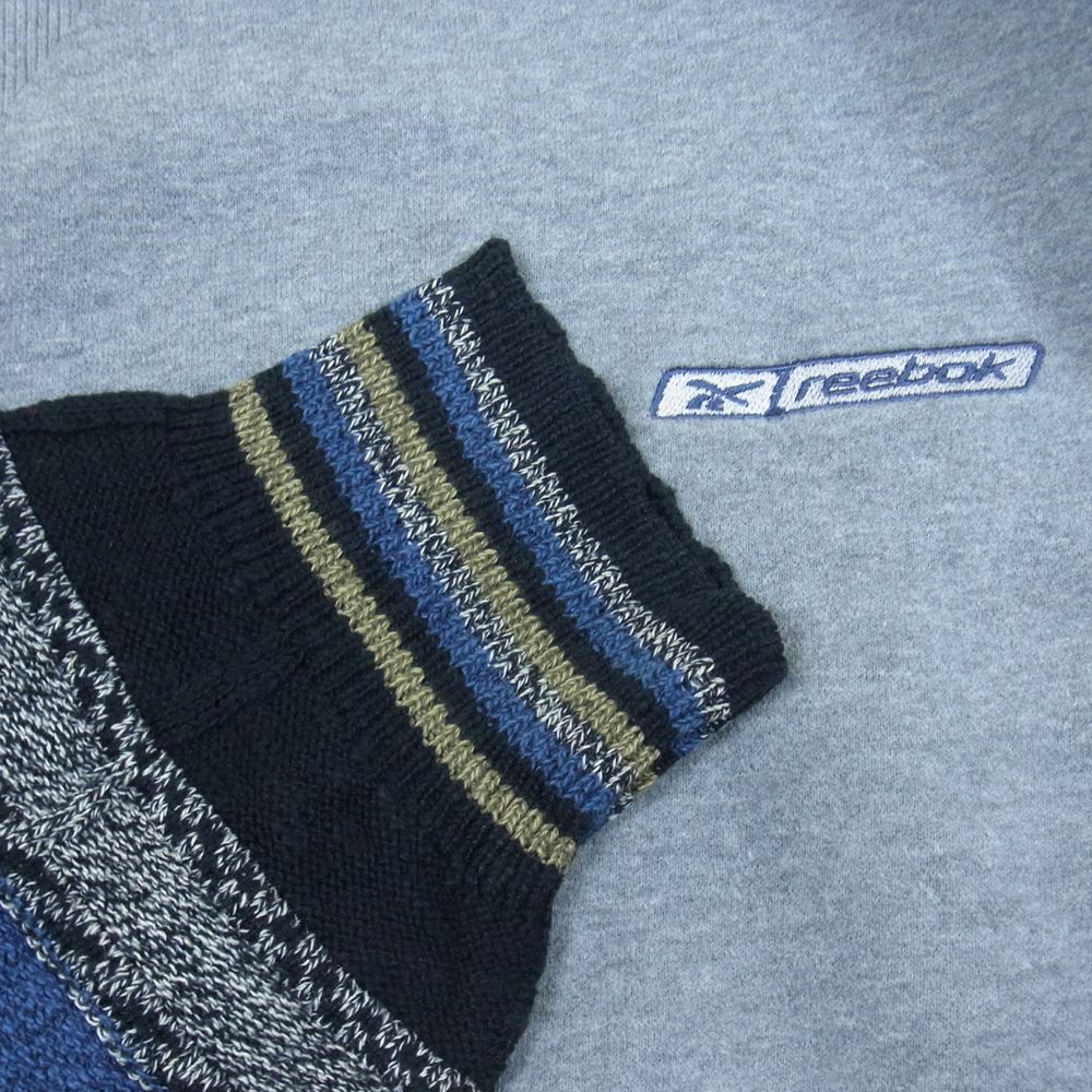 スナック SN70-21B-001 TUGI COOGI SWEAT CREW DIAGONAL 継 古着リメイク リーボック クージー 切替 ニット スウェット グレー系 FREE【中古】