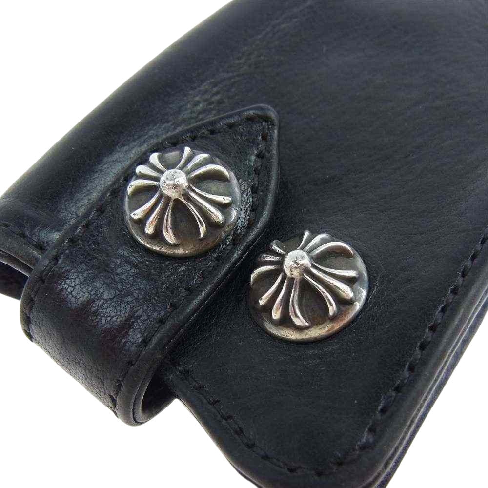 CHROME HEARTS クロムハーツ(原本無) クロスボールボタン レザー キーケース ブラック系【中古】