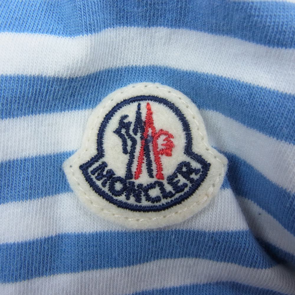 MONCLER モンクレール T-SHIRT ボーダー ワッペン Tシャツ ライトブルー系 ホワイト系 M【中古】