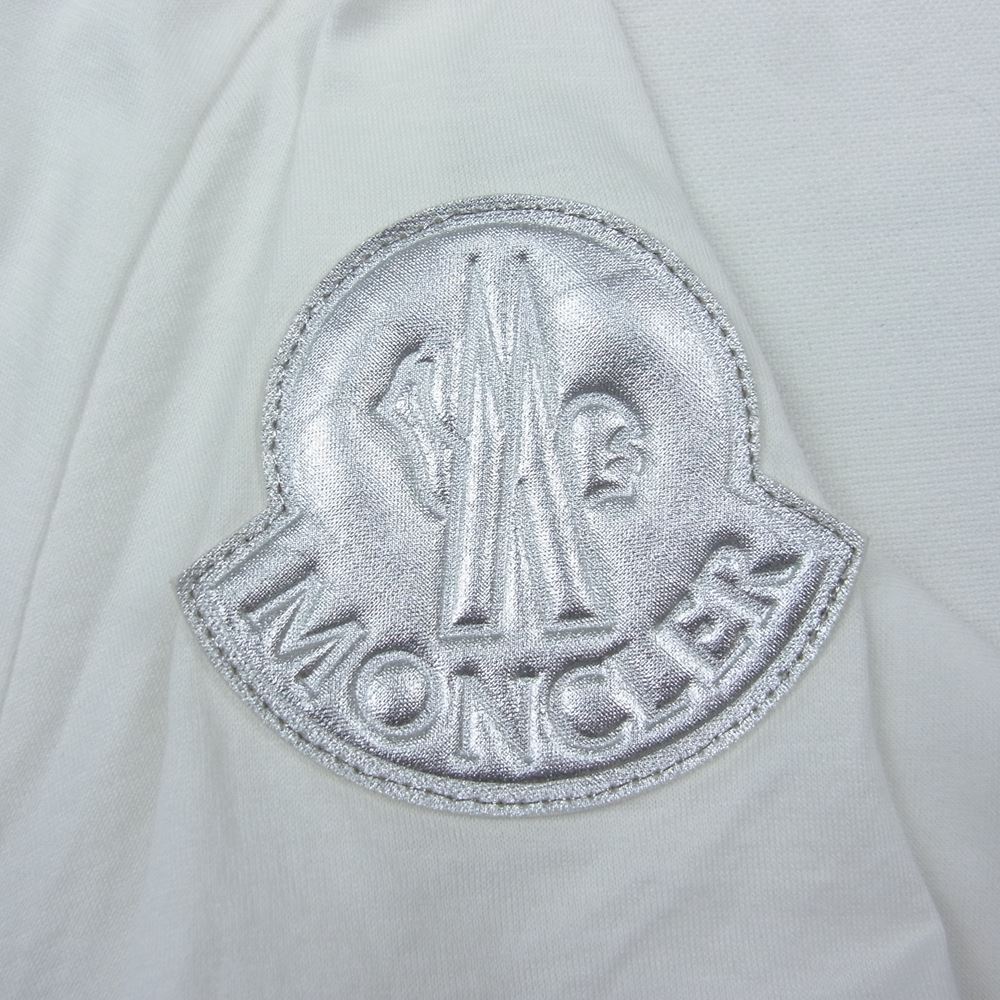 MONCLER モンクレール T-SHIRT 無地 ワッペン カットソー Tシャツ ホワイト系 S【極上美品】【中古】