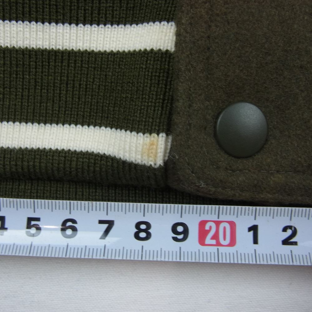 F.C.R.B. エフシーアールビー 107506 × NIKE ナイキ STADIUM JACKET ウール 切り替え 袖レザー スタジアム ジャケット スタジャン グリーン カーキ系 L【中古】