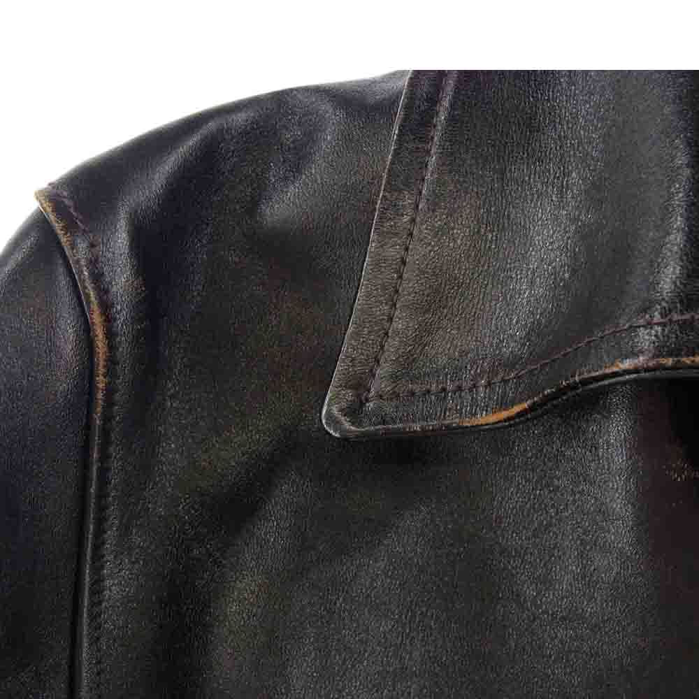 The REAL McCOY'S ザリアルマッコイズ 茶芯 30s SPORTS JACKET NELSON ホースハイド スポーツ ジャケット ネルソン レザー ジャケット ブラック系 38【中古】