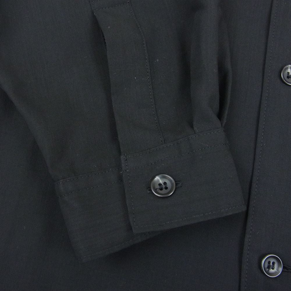 Y's Yohji Yamamoto ワイズ ヨウジヤマモト YD-B15-100 変形オープンカラー ウール×ポリエステル ポケット付き ロング シャツ ブラック系【中古】