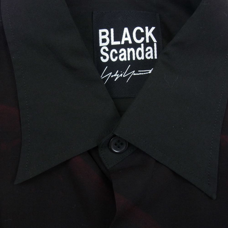 Yohji Yamamoto ヨウジヤマモト BLACK SCANDAL 19SS HH-B84-811 Back Opening Print  Shirt ブラックスキャンダル 薔薇プリント バックオープン レーヨン ロング シャツ ブラック系 3【中古】