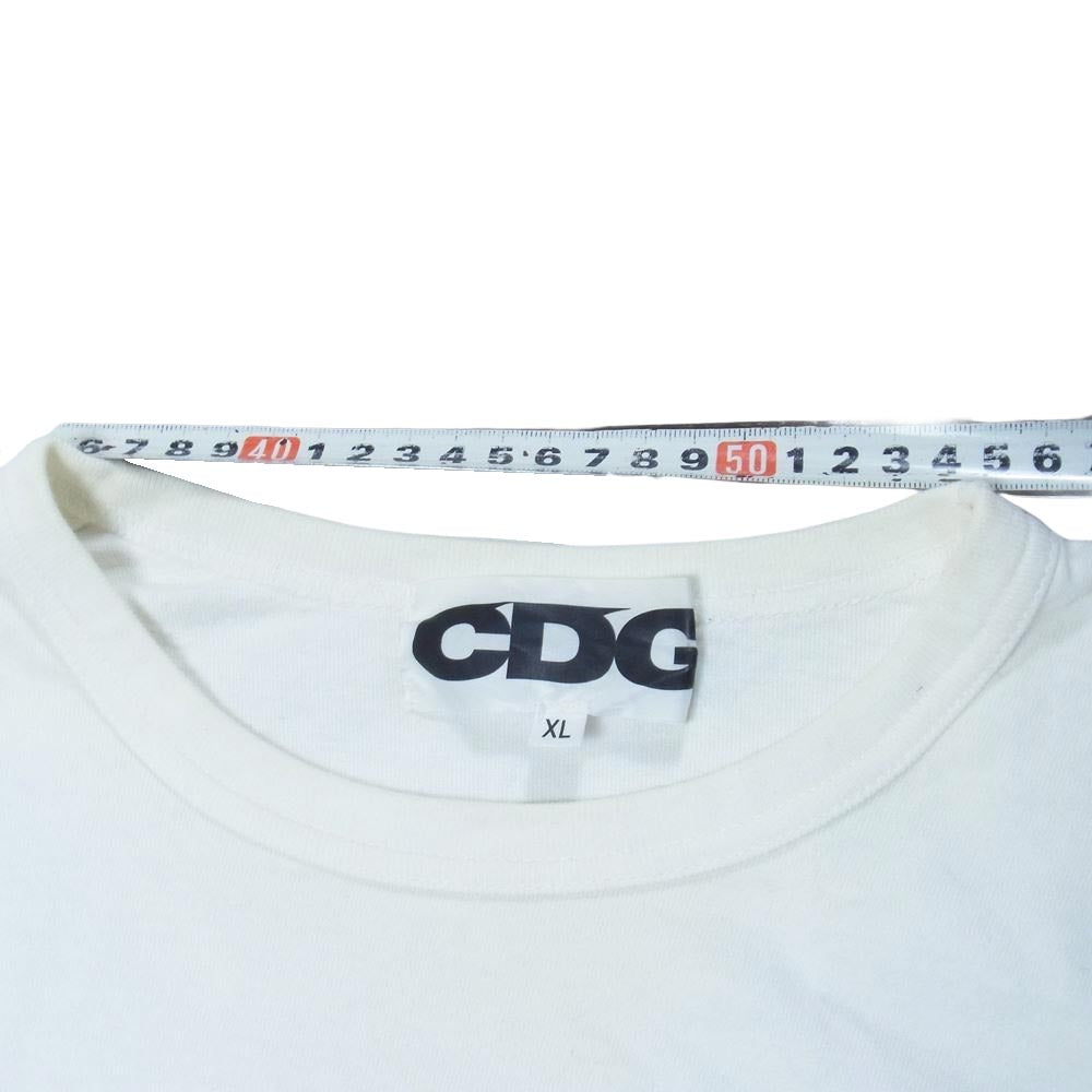 COMME des GARCONS コムデギャルソン PQ-B004 CDG シーディージー SZ-T037 2020 ロゴ プリント Tシャツ 長袖 ホワイト系 XL【中古】