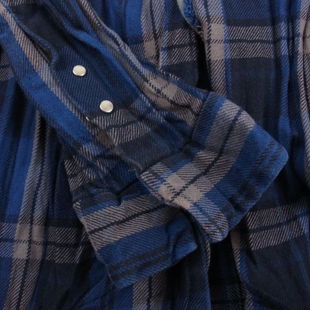 junhashimoto ジュンハシモト 19AW 1061920013 WRINKLE HOOK SHIRTS シワ加工 ネル シャツ 長袖 シャツ ブルー系 3【中古】