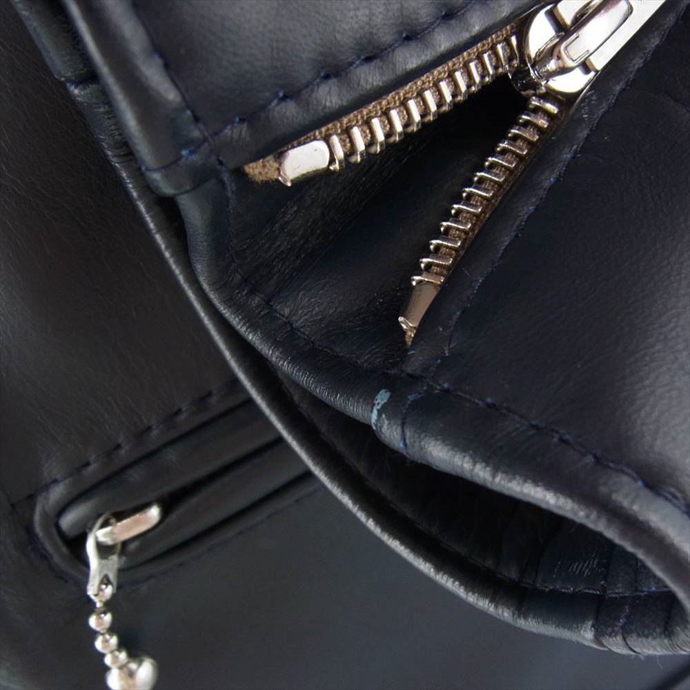 Lewis Leathers ルイスレザー 441T CYCLONE TIGHT FIT サイクロン タイトフィット カウハイド ライダース ジャケット ネイビー ダークネイビー系 36【中古】