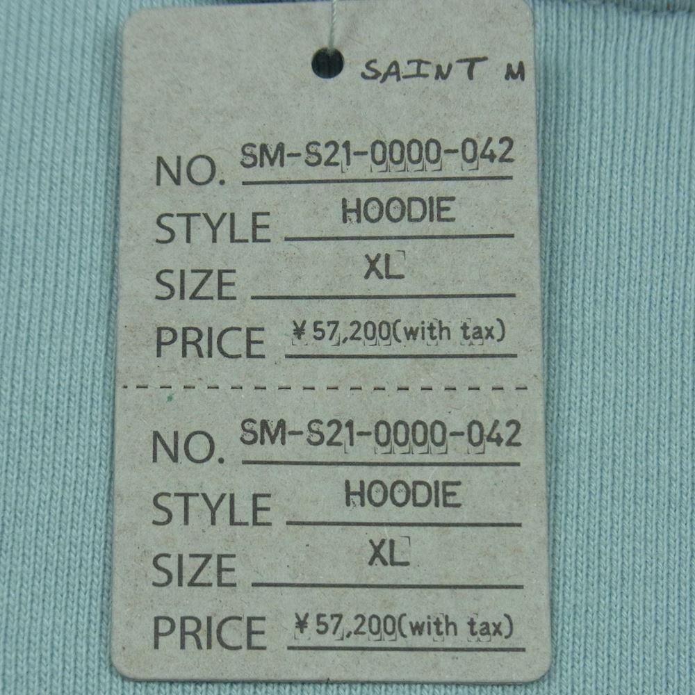 セントマイケル 21SS SM-S21-0000-042 Hoodie Angel ダメージ加工 エンジェル プリント スウェット パーカー ライトブルー系 XL【美品】【中古】