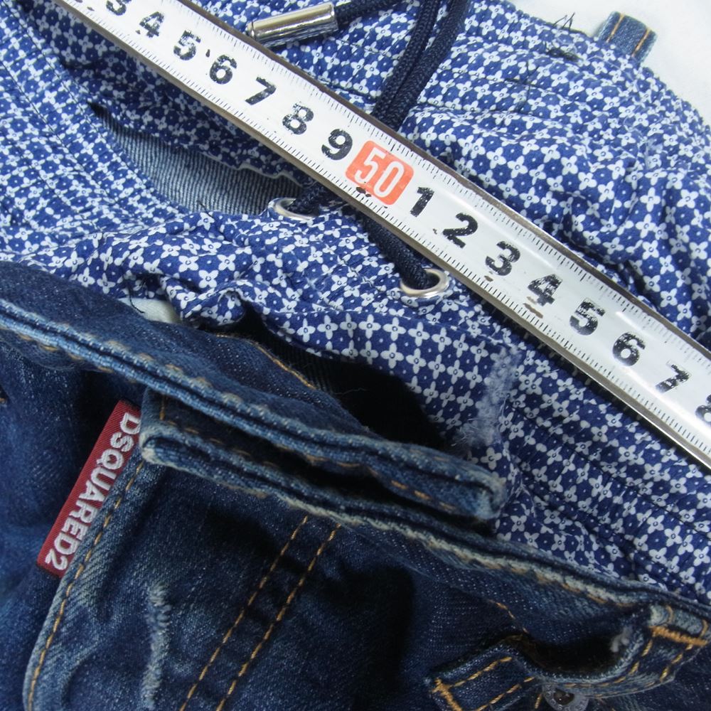 DSQUARED2 ディースクエアード S71LA0822 S30309 Cool guy jean ダメージ リペア 加工 ダブルウエスト デニム パンツ インディゴブルー系 48【中古】