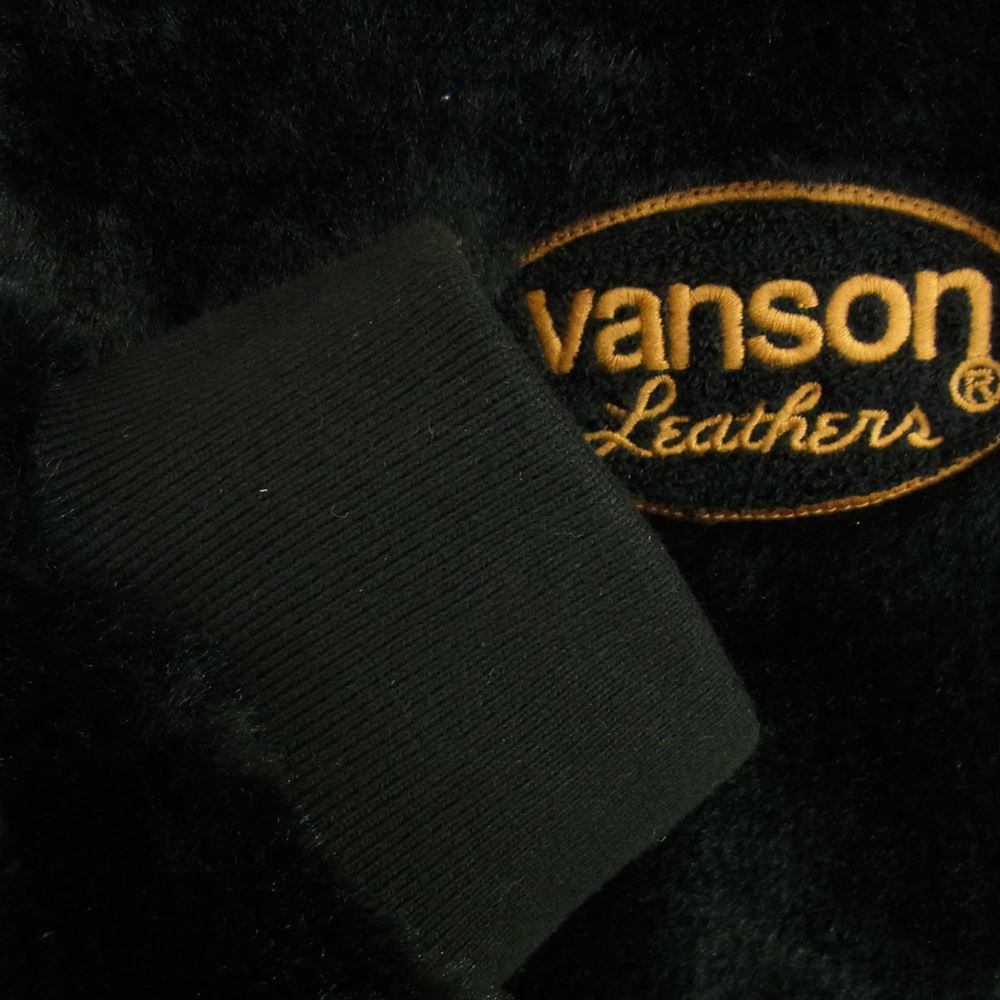 VANSON バンソン ロゴワッペン ボーン フェイクファー フルジップ フーデッド ZIP ジャケット パーカー ブラック系 XXL【中古】