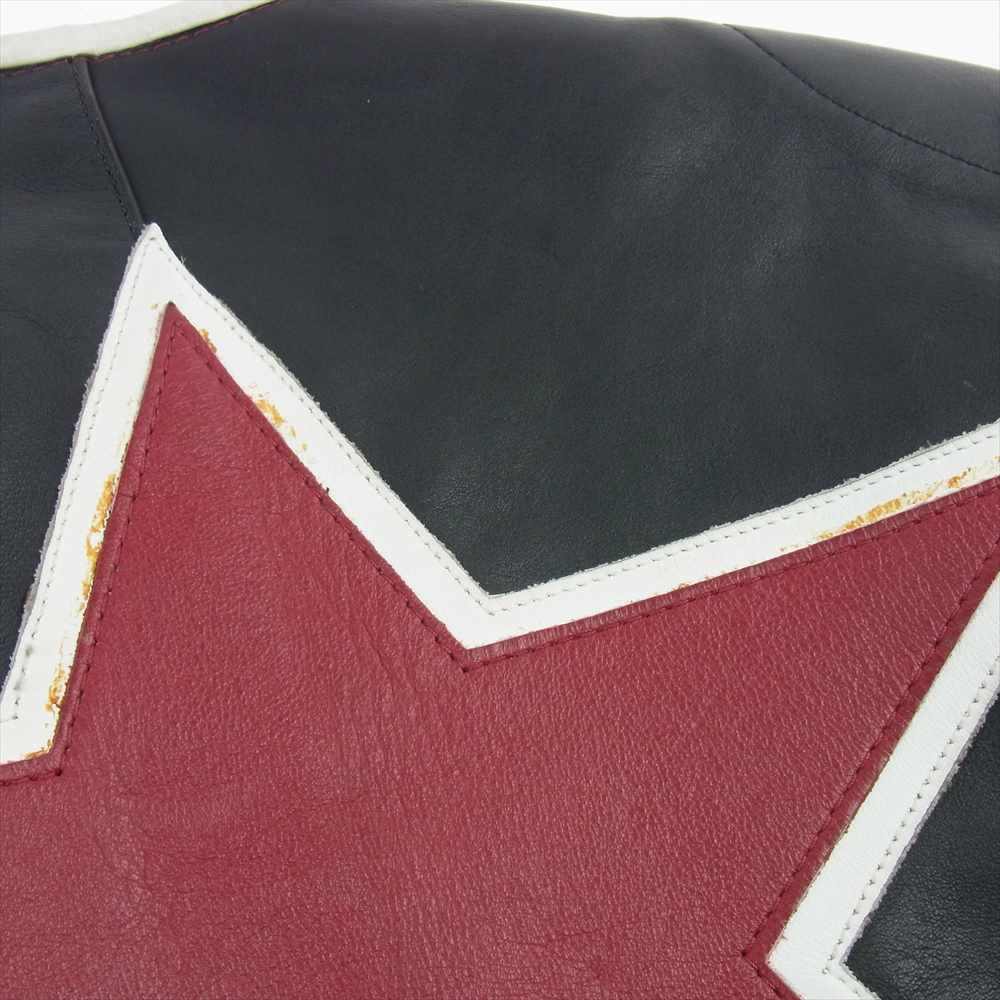 VANSON バンソン USA製 RACE JACKET PATCHES ワンスター レザー ワッペン シングル レーシング ライダースジャケット ブラック系 42【中古】