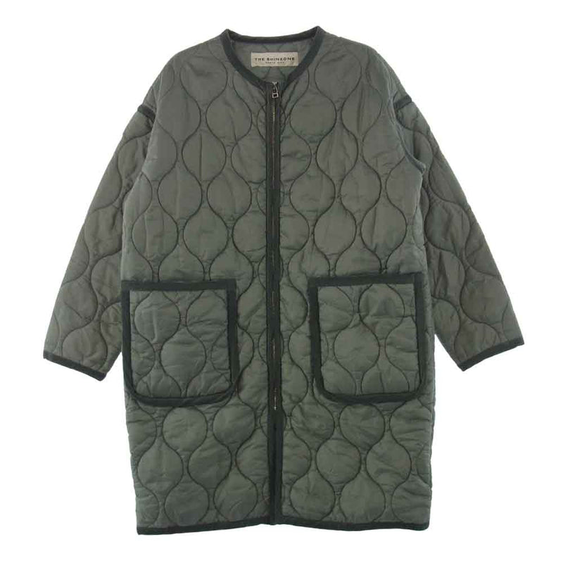 シンゾーン 21AW 21AMSC005 QUILTING COAT コーデュロイ切替 キルティング ノーカラーコート グリーン系 F【中古】