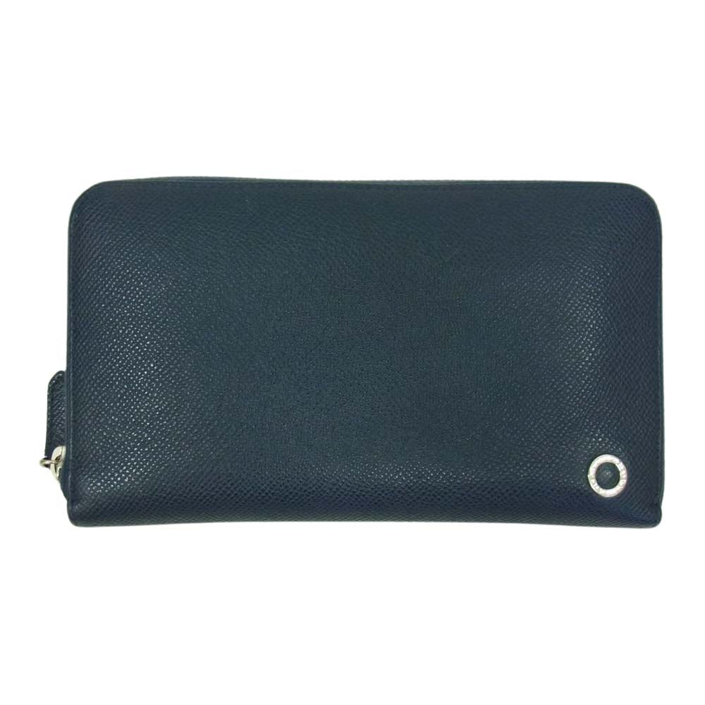 BVLGARI ブルガリ 284231 レザー ラウンドジップ 長財布 ウォレット ネイビー系【中古】 BVLGARI ブルガリ 284231 レザー ラウンドジップ 長財布 ウォレット
