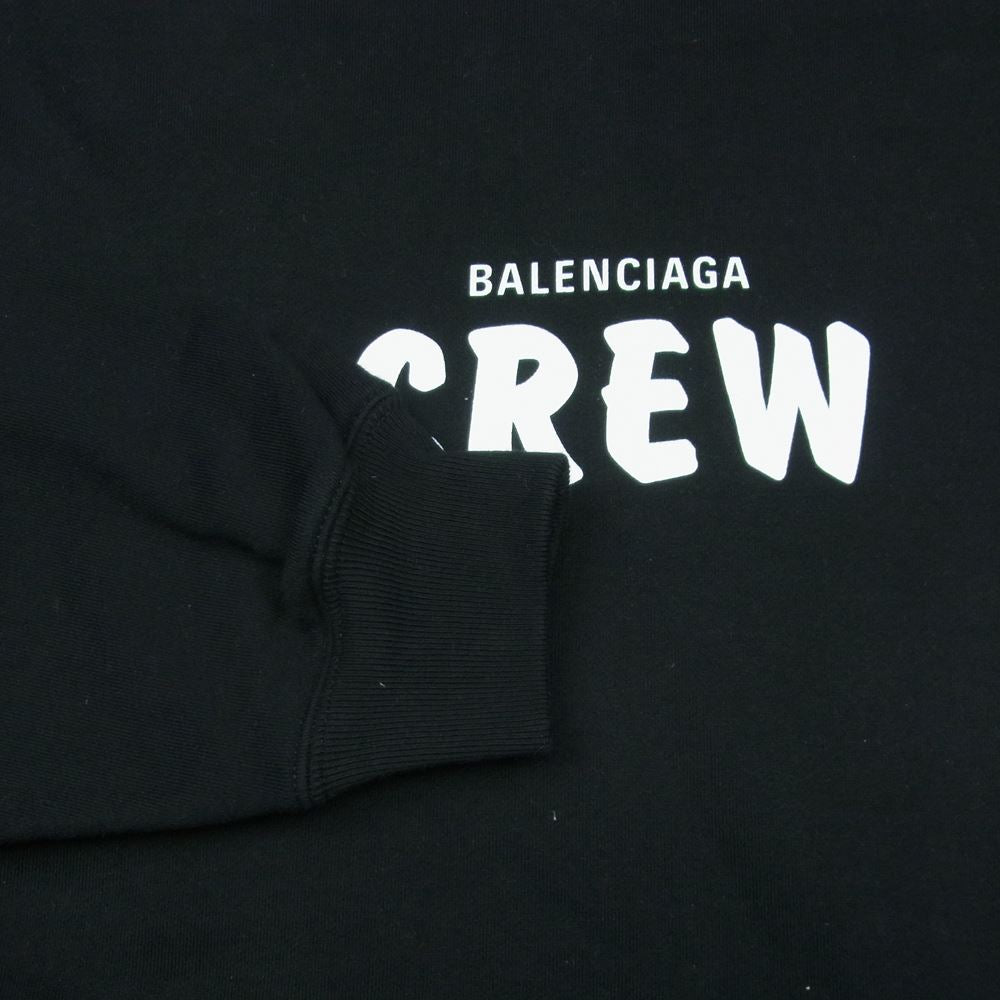 BALENCIAGA バレンシアガ 20AW 578135 CREW ロゴプリント フーディ スウェット パーカー プルオーバー ブラック系 S【中古】