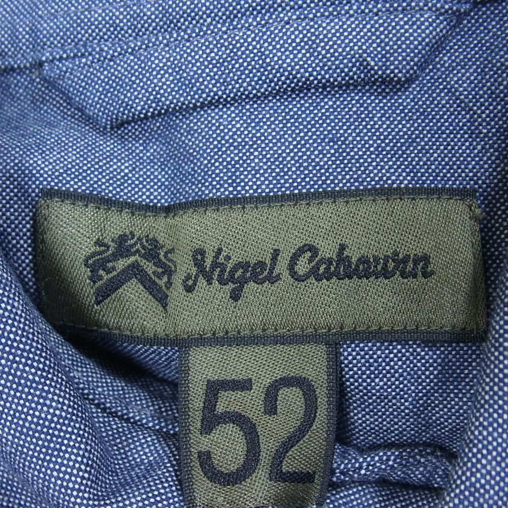 Nigel Cabourn ナイジェルケーボン 8002-00-10000 BRITISH OFFICERS SHIRT ブリティッシュ オフィサーズ 長袖 シャツ SAX インディゴブルー系 52【中古】