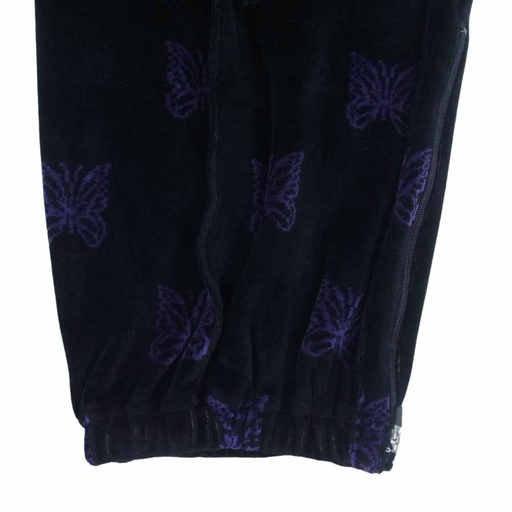Needles ニードルス 22AW LQ238 Papillon Velour パピヨン ベロア zipped Track Pant ジップ トラック パンツ ブラック×パープル L【新古品】【未使用】【中古】