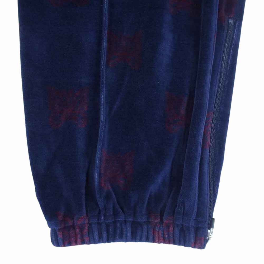 Needles ニードルス 22AW LQ238 Papillon Velour パピヨン ベロア zipped Track Pant ジップ トラック パンツ ネイビー×ボルドー L【新古品】【未使用】【中古】