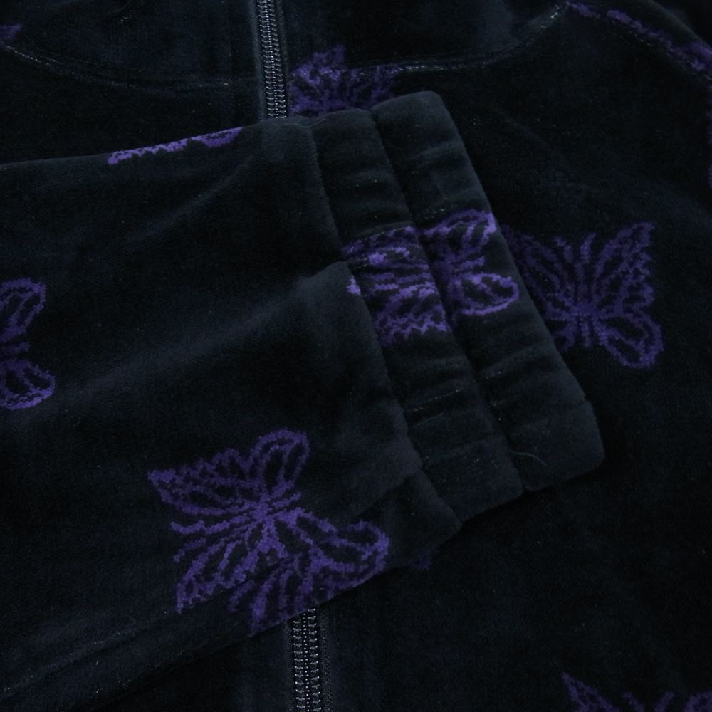 Needles ニードルス 22AW LQ237 Papillon Velour パピヨン ベロア Track Jacket トラックジャケット ブラック×パープル L【新古品】【未使用】【中古】