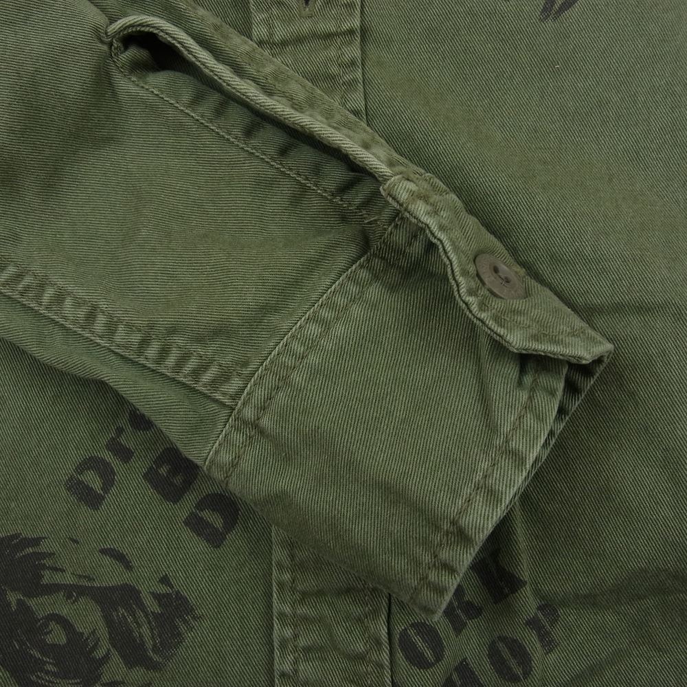 HYSTERIC GLAMOUR ヒステリックグラマー 0221AH05 プリント 総柄 ミリタリーシャツ カーキ系 S【中古】