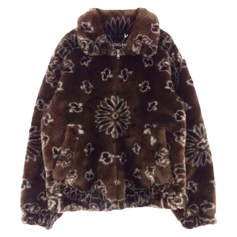 Supreme シュプリーム 21SS Bandana Faux Fur Bomber Jacket バンダナ フェイクファー ボンバー ジャケット  ブラウン系 S【中古】