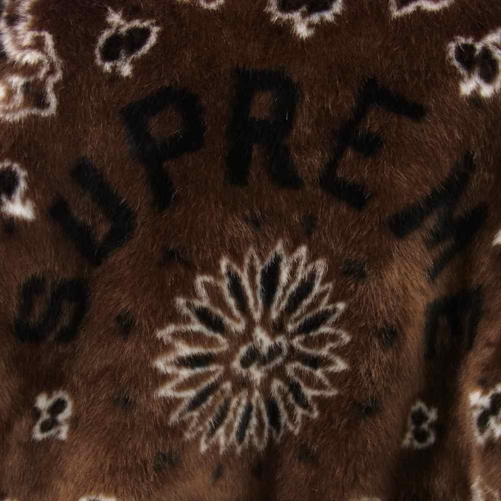 Supreme シュプリーム 21SS Bandana Faux Fur Bomber Jacket バンダナ フェイクファー ボンバー ジャケット ブラウン系 S【中古】