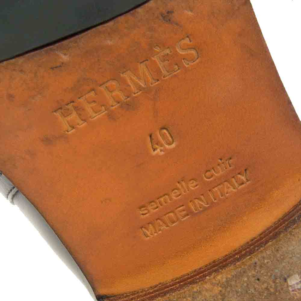 HERMES エルメス Hバックル サイドベルト レザー ポートランド ブーツ ブラック系 40【中古】