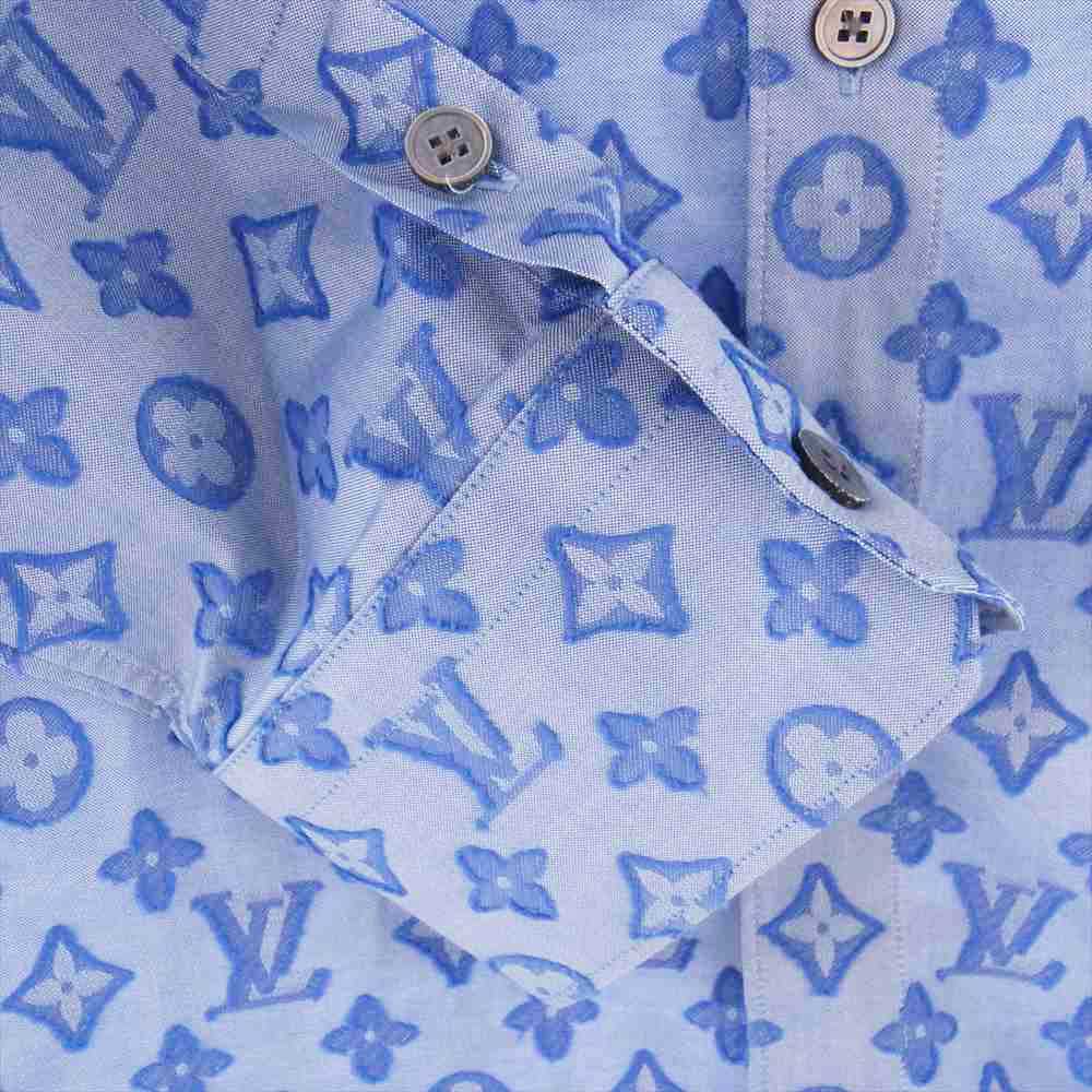 LOUIS VUITTON ルイ・ヴィトン RM212Q DO7 HLS51W モノグラム 総柄 DNA カラー 長袖 シャツ ブルー系 XXL【美品】【中古】