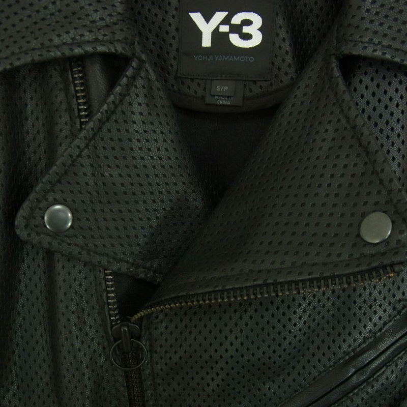 Yohji Yamamoto ヨウジヤマモト Y-3 ワイスリー 1BI001パンチング シープレザー ダブルライダース ジャケット ブラック系  S/P【中古】