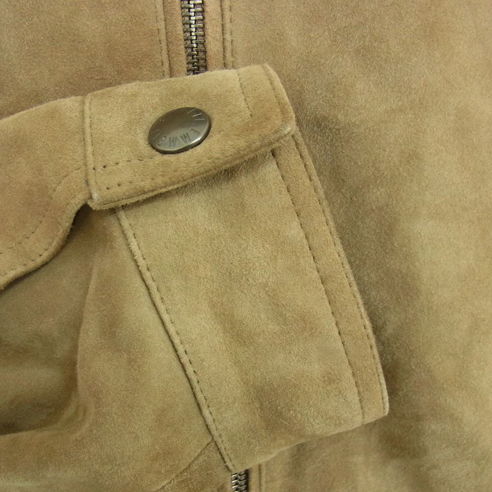 エンメティ GIAPPOINE-074 JURI GOAT SKIN SUEDE ユリ ゴート スエード シングル ライダース ジャケット ベージュ系 52【中古】