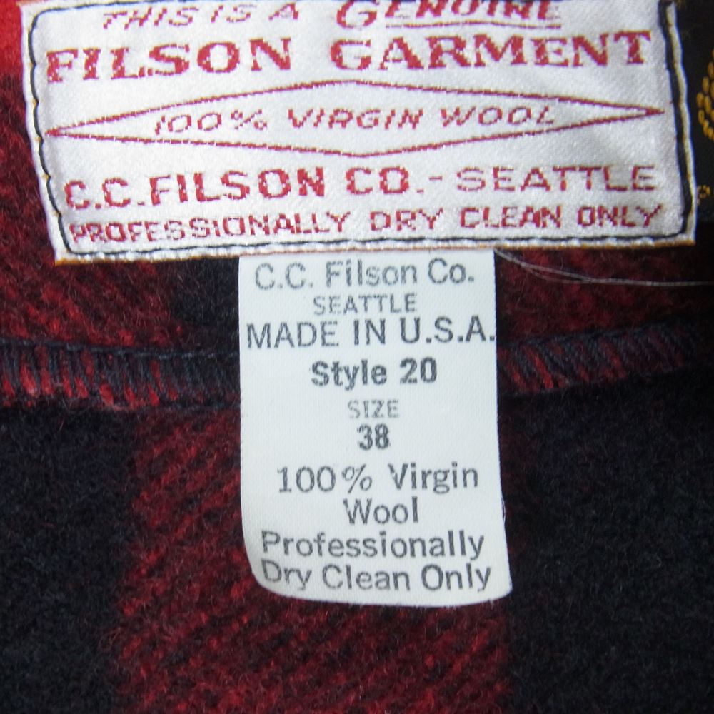 FILSON フィルソン Mackinaw Vest マッキーノ ウール チェック ベスト レッド系 38【中古】