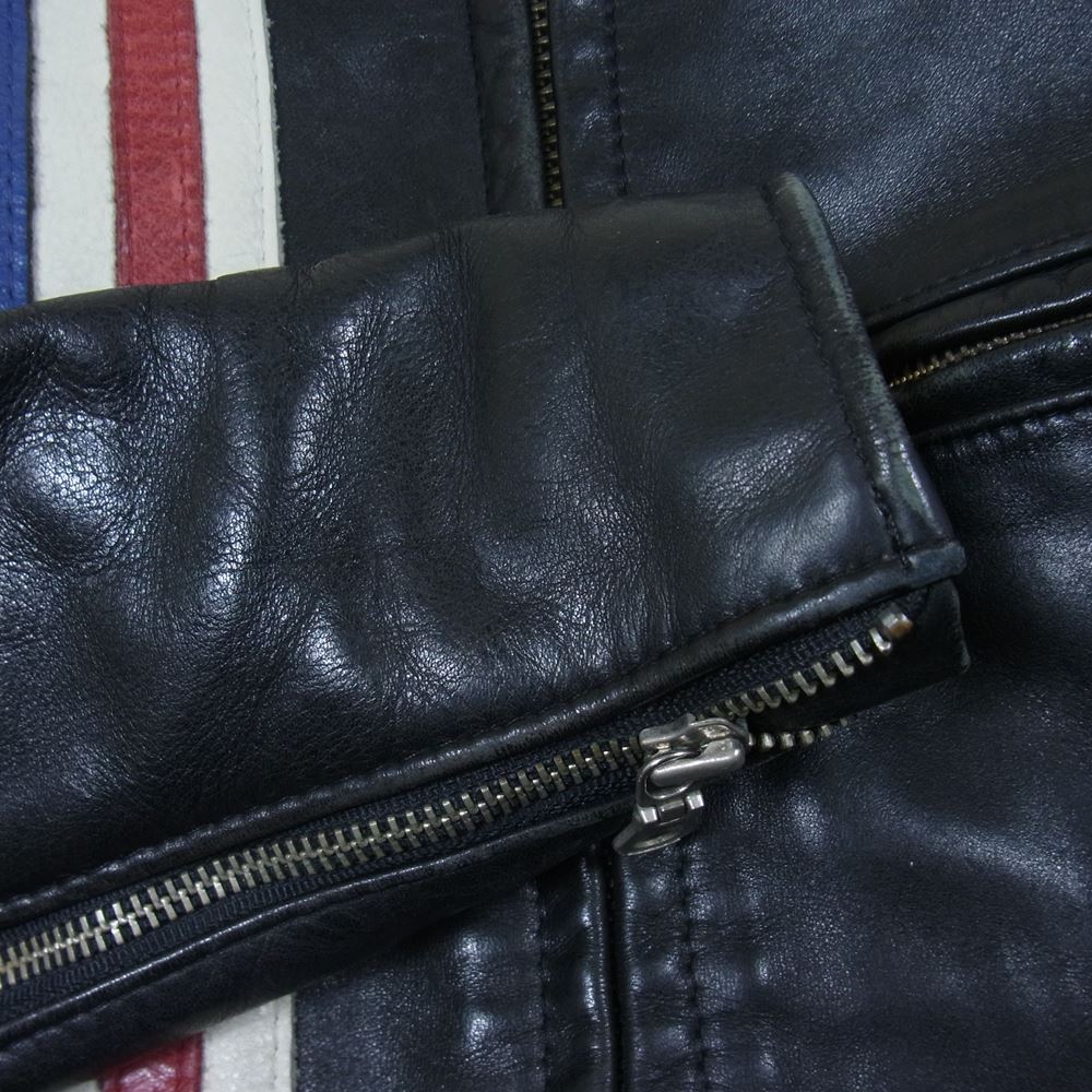 schott ショット 671 ライン入り シングル ライダース ジャケット ブラック系 34【中古】