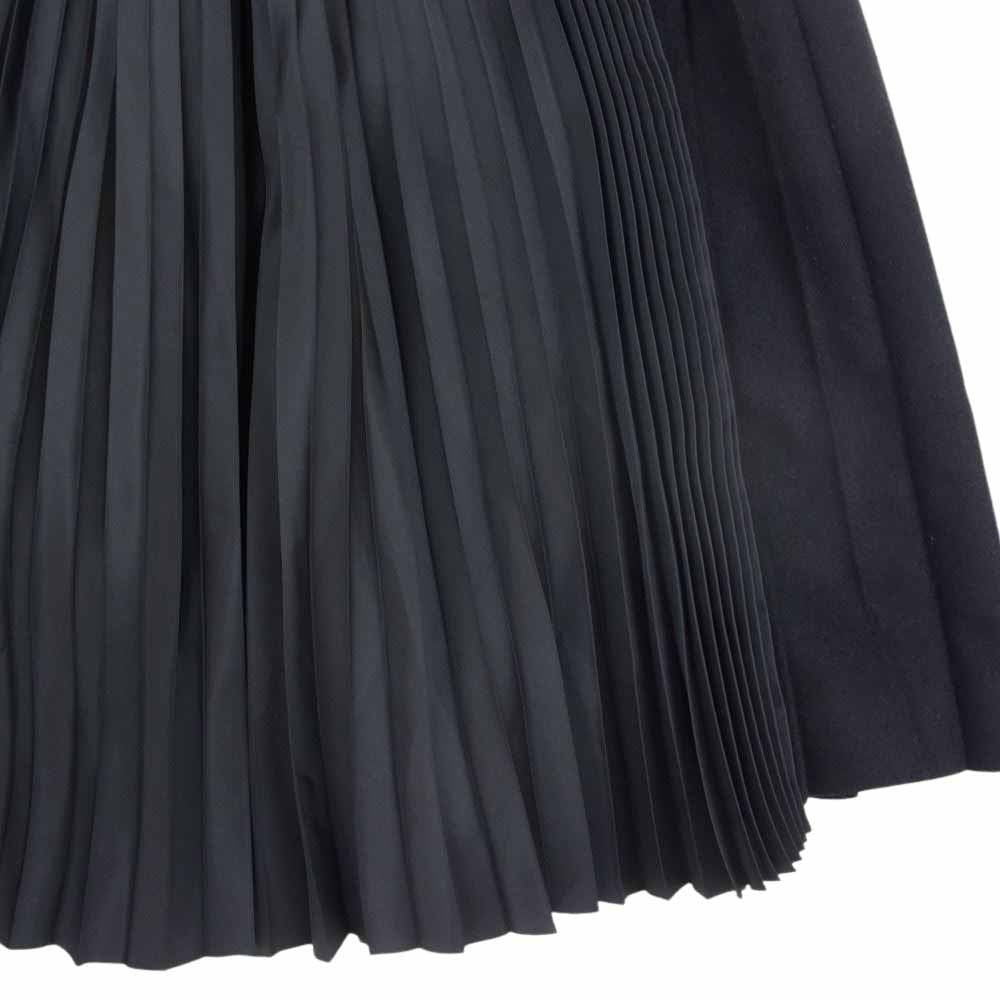 Sacai サカイ 18-04111 ウール ラップ 切替 プリーツ スカート ブラック系 1【中古】