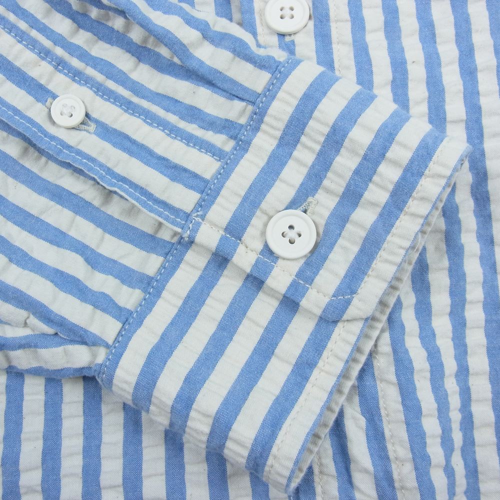 Levi's リーバイス 34359-0003 Made & Crafted メイドアンドクラフテッド Camp Shirt シアサッカー キャンプ パジャマ 長袖 シャツ ホワイト系 ブルー系 XL【中古】