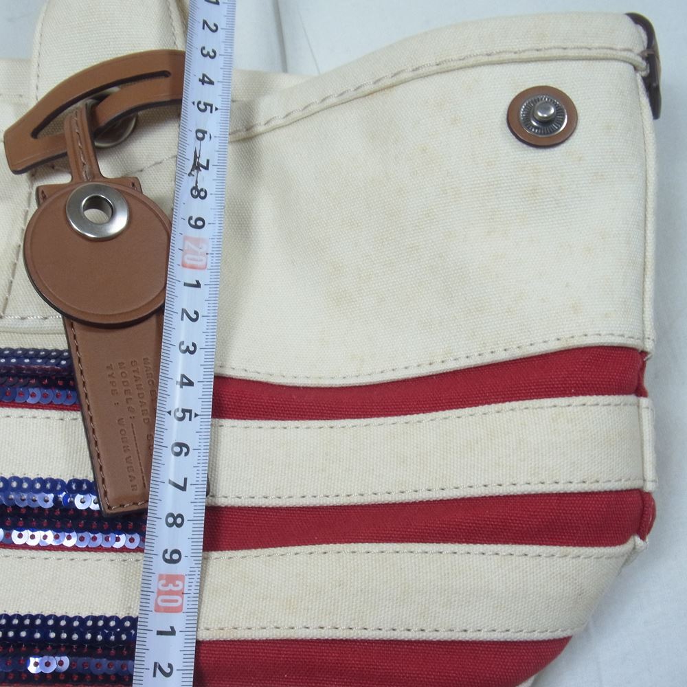 MARC BY MARC JACOBS マークバイマークジェイコブス キャンバス トートバッグ ホワイト系 レッド系【中古】