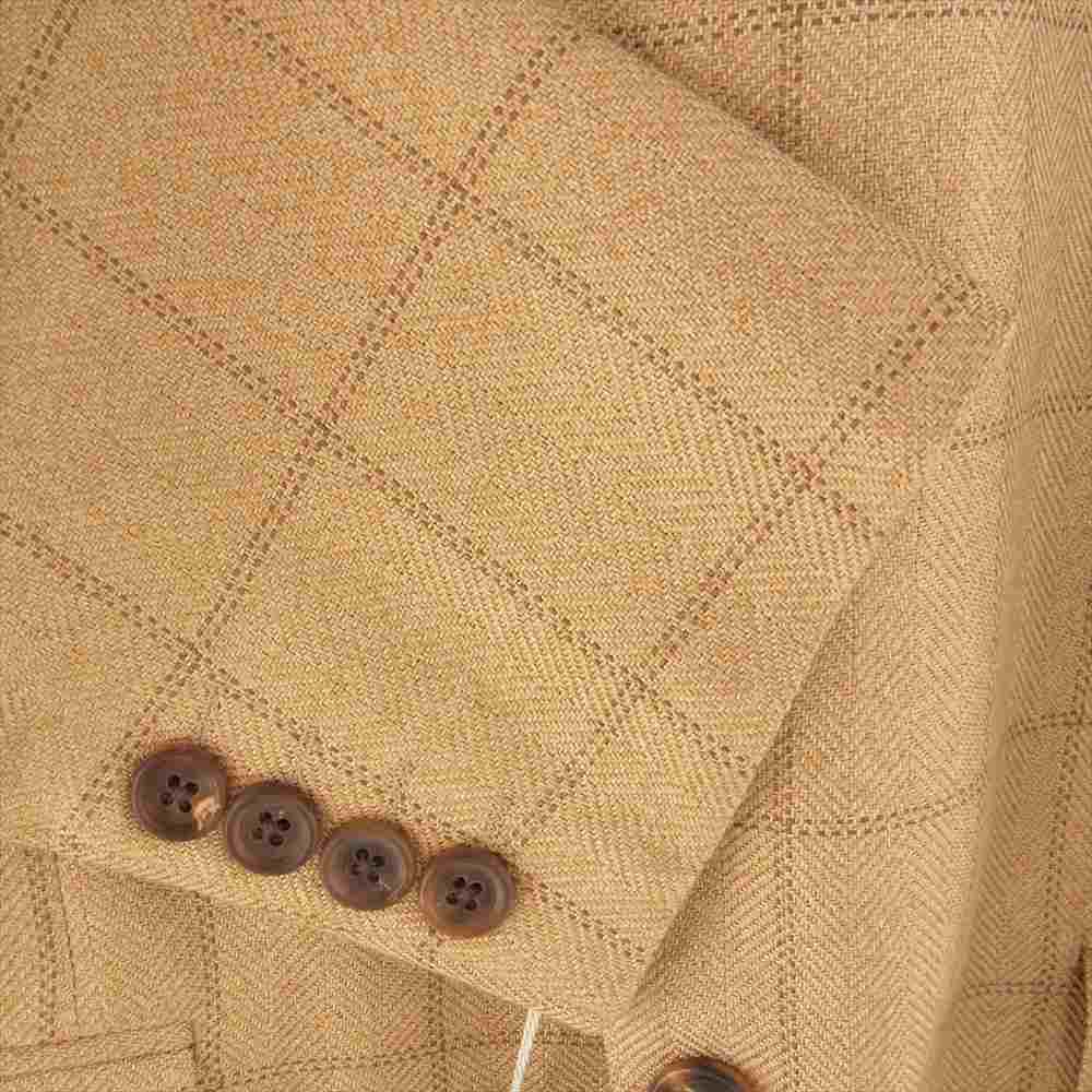 Aquascutum アクアスキュータム シルク チェック テーラード ジャケット ベージュ系【極上美品】【中古】