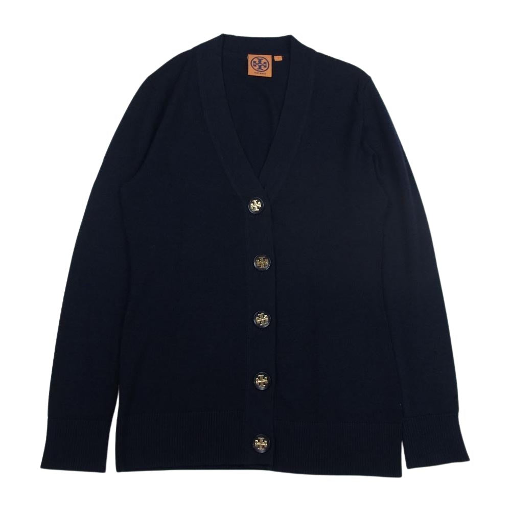 トリーバーチ ロゴボタンカーディガン Tory Burch トリーバーチ ロゴボタン カーディガン ネイビー系 S【美品