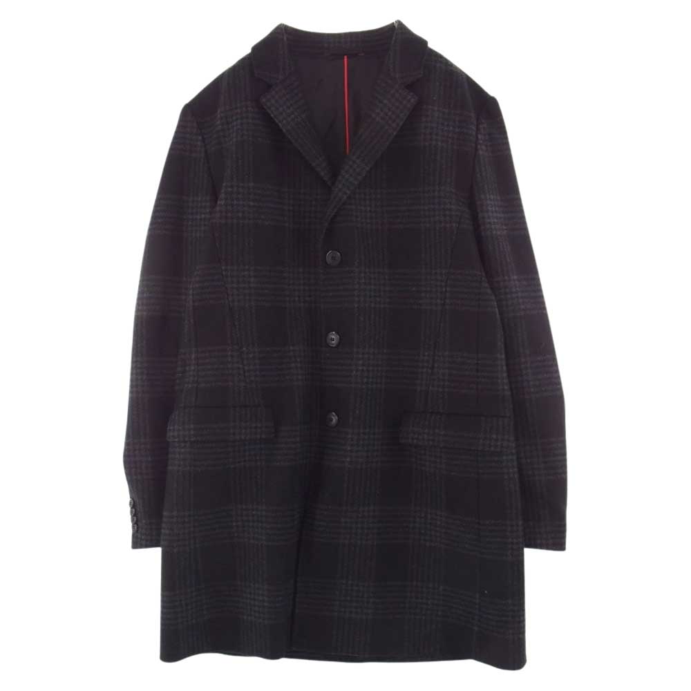 HUGO BOSS ヒューゴボス コート 国内正規品 ウール チェック チェスターコート ブラック系 US42R【中古】 HUGO BOSS ヒューゴボス 国内正規品 ウール チェック チェスターコート