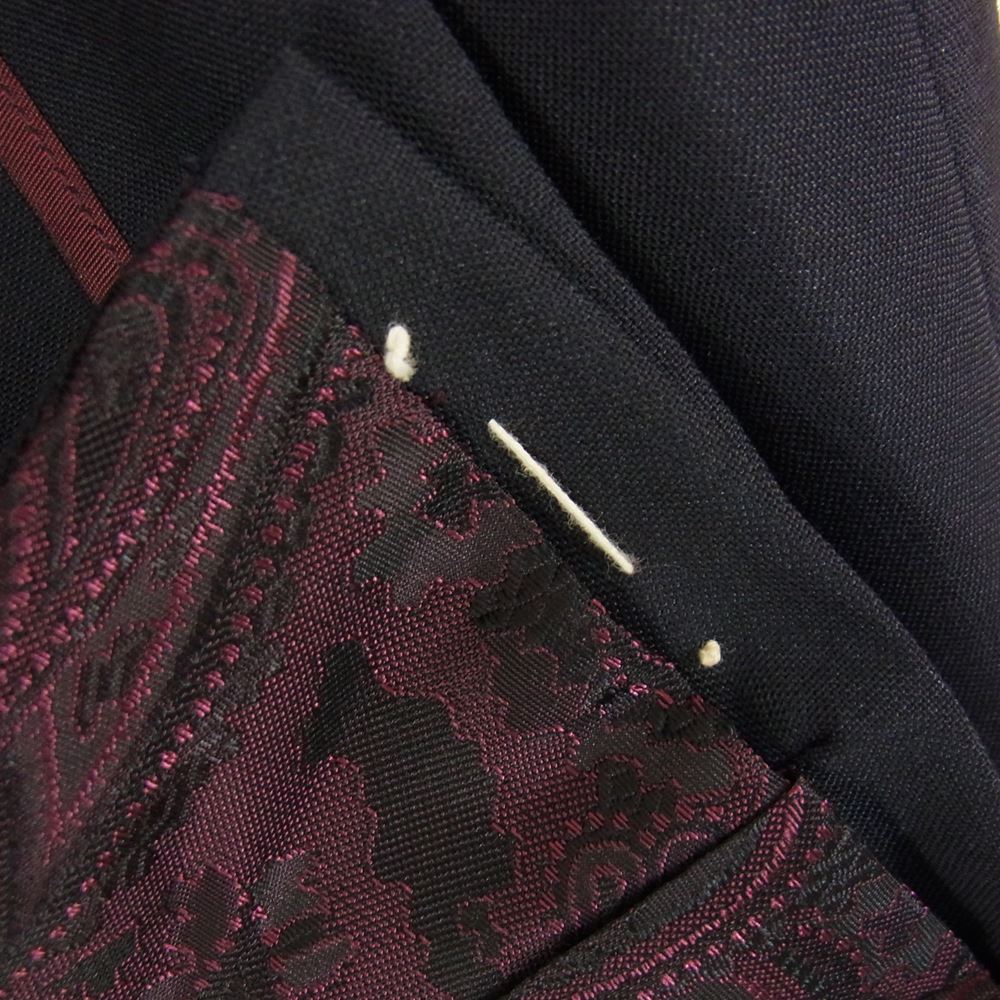 Aquascutum アクアスキュータム モヘヤ混 ダブル ジャケット ペイズリー 赤系 半裏仕様 ネイビー系 94AB4【極上美品】【中古】