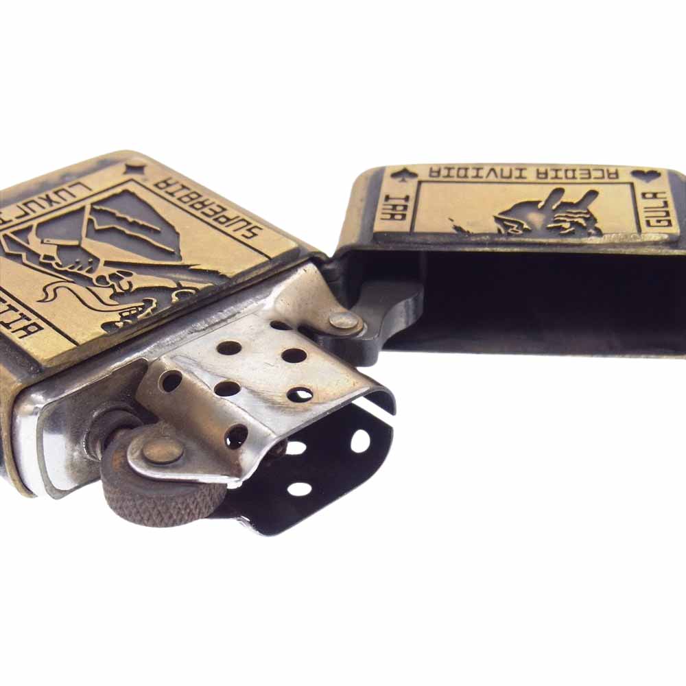 GALCIA ガルシア ZIPPO ARMOR TYPE BRASS DEVIL CROSS DIAMOND ギャングスタービル アーマー ブラス ジッポ ライター ゴールド系【中古】