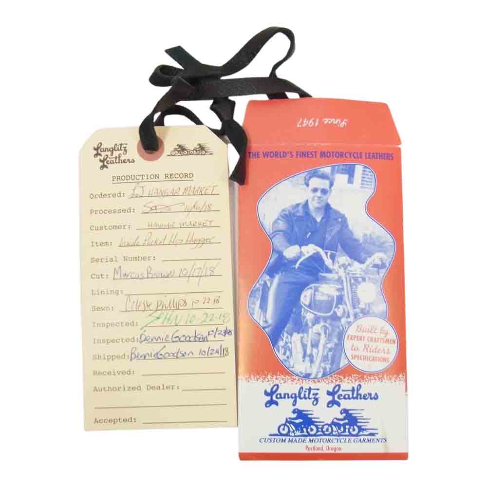 LANGLITZ LEATHERS ラングリッツレザーズ 裏パテッド キルティング ステッチ レザー ショルダー ウエスト ポーチ バッグ ネイビー系【中古】