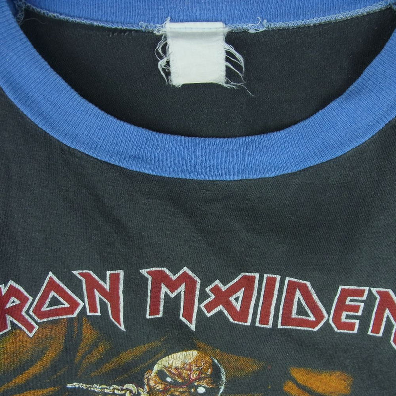 80s Iron Maiden WORLD PIECE TOUR 83 Piece Of Mind ビンテージ アイアンメイデン バンド Tシャツ  半袖 バンT ラグラン ブルー系 グレー系 サイズ表記無し【中古】