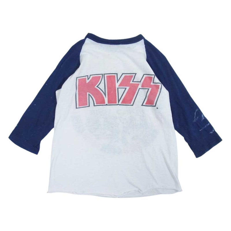 70s KISS 1979WORLD TOUR ビンテージ キッス バンド Tシャツ バンT ラグラン ホワイト系 ネイビー系 M【中古】