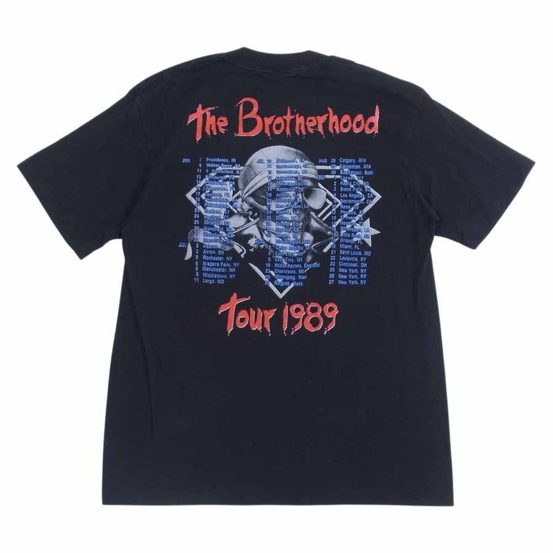 80s Bon Jovi Forever Brotherhood Tour 1989 Skull ビンテージ ボンジョビ バンド Tシャツ バンT  ブラック系 L【中古】